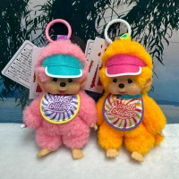 227020+227037 Sweet Lollipop Monchhichi SS Size Keychain Mascot Pink & Orange 